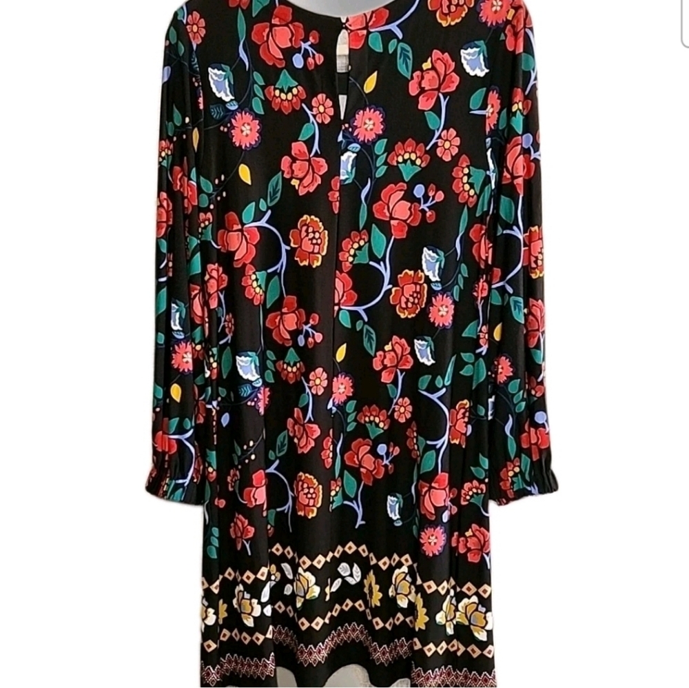 Ann Taylor Loft Bright Floral Swing Dress Pullover Shift Knee Length Bohemian - Picture 8 of 12